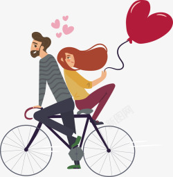 骑自行车男孩骑自行车约会的情侣矢量图高清图片