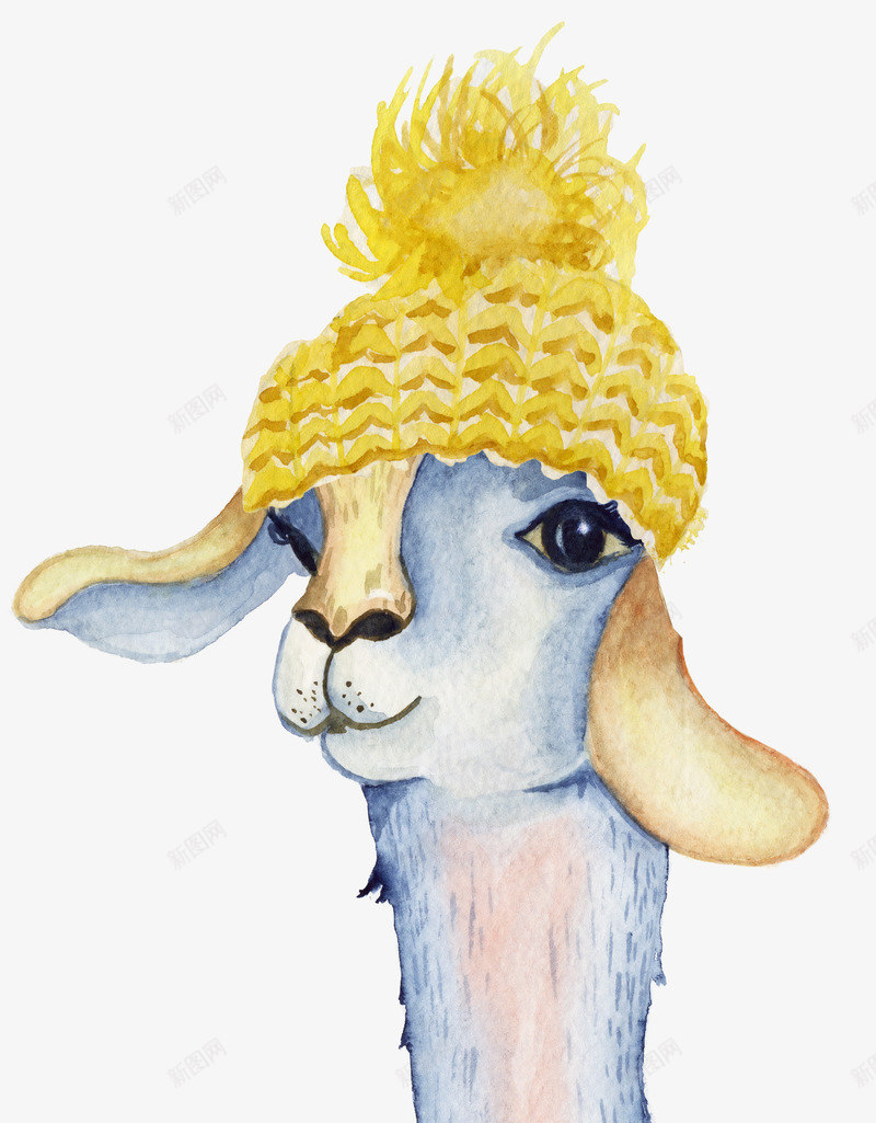 带着黄帽子的鹿头png免抠素材_新图网 https://ixintu.com 免抠图 帽子 手绘动物 效果图 装饰图 装饰画 鹿头
