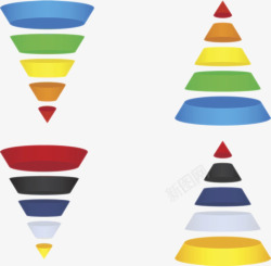 彩色层叠图案立体锥形图素材