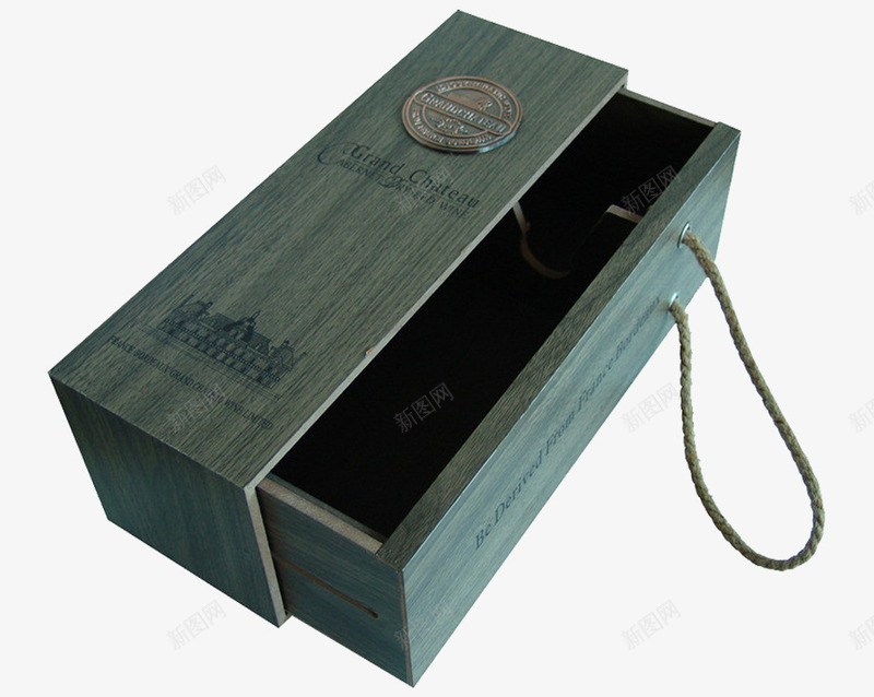 木盒png免抠素材_新图网 https://ixintu.com 木质 礼盒 红酒包装 红酒礼盒 绳子 葡萄酒 高档酒盒