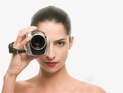 墨镜美女拍照拿照相机的人高清图片