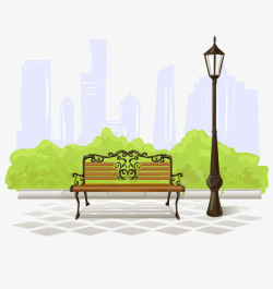 长凳卡通城市休息凳子高清图片
