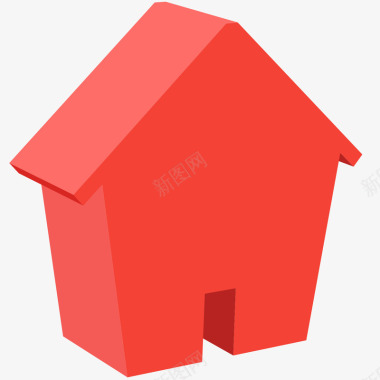红色立体房屋元素矢量图图标图标