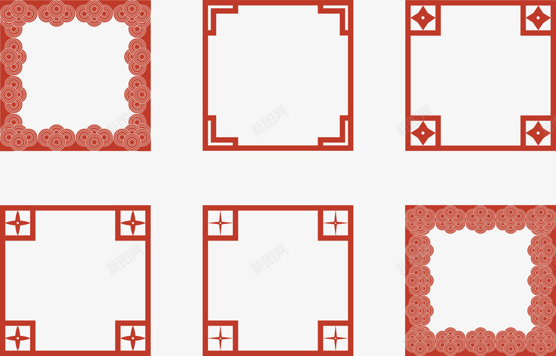 红色中式边框png免抠素材_新图网 https://ixintu.com 中式边框 宫廷花纹 素材 纹理