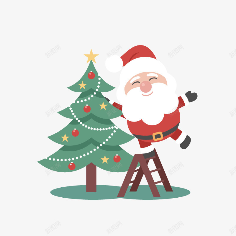 站在梯子上的圣诞老人png免抠素材_新图网 https://ixintu.com 免抠图 圣诞树 圣诞老人 效果图 梯子 植物 装饰图 装饰画