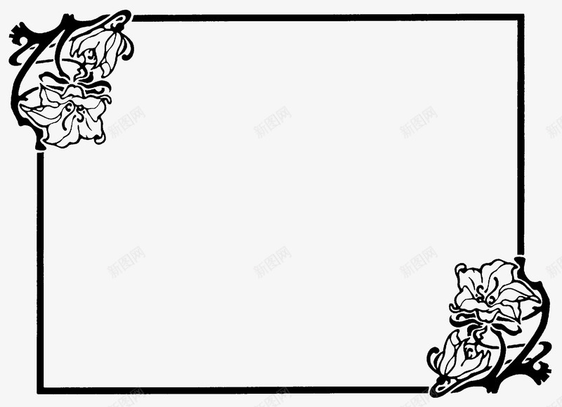 黑色藤蔓边框png免抠素材_新图网 https://ixintu.com 底纹 花朵线描 蝴蝶剪影 装饰边框