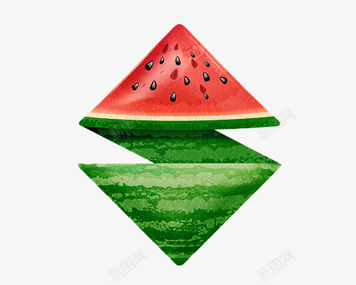 三角形西瓜png免抠素材_新图网 https://ixintu.com 三角形 红色 绿色 西瓜 西瓜皮