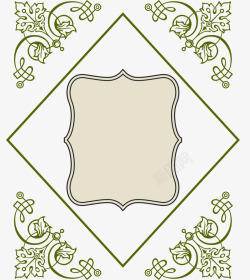 中式花纹边框浅绿色方形素材