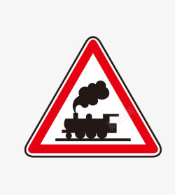 无人看守铁路交通三角形红色标志图标高清图片