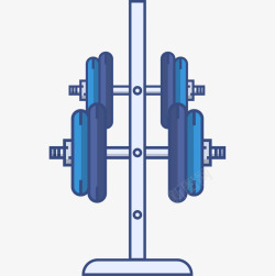 蓝色手绘健身器材素材