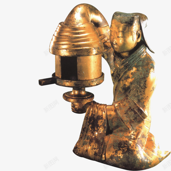 人物铜像png免抠素材_新图网 https://ixintu.com 中国风 中式 人物铜像 古代 提灯 灯
