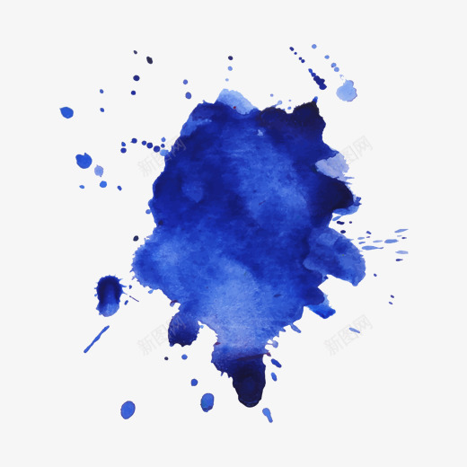 蓝色渐变水墨圆点元素png免抠素材_新图网 https://ixintu.com 传统 创意 商务 水墨 渐变 绘画 艺术 蓝色