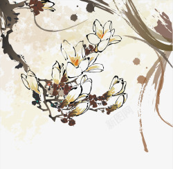 矢量花朵书签中国风经典手绘水墨花朵高清图片