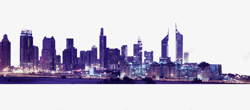 城市夜景psd免抠素材_新图网 https://ixintu.com 城市夜景 建筑 房子 灯火 高楼