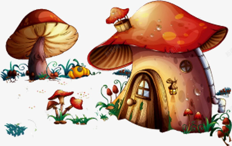 蘑菇屋png免抠素材_新图网 https://ixintu.com 卡通建筑 梦幻 蘑菇屋