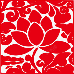 中国风古典美女红色荷花图案高清图片