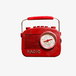 桌面时钟红色复古收音机高清图片