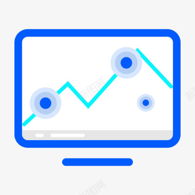 蓝色圆角电脑趋势行情矢量图图标图标