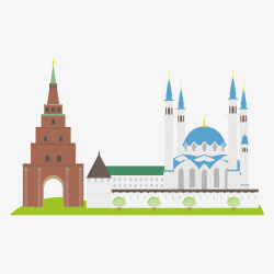 俄罗斯建筑旅游景点轮廓矢量图素材
