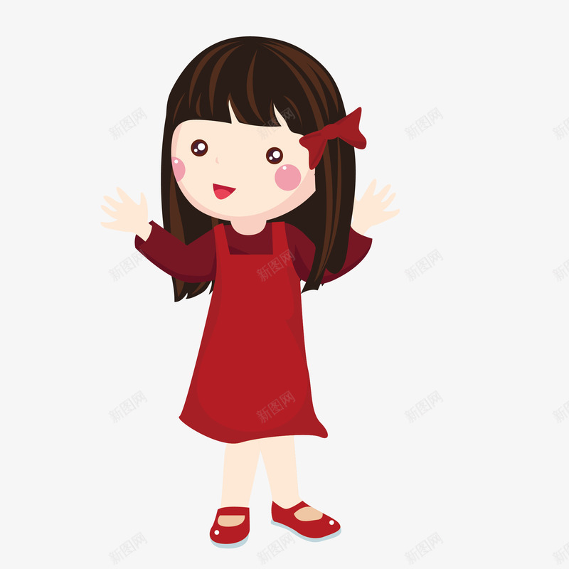 穿红衣服的小女孩png免抠素材_新图网 https://ixintu.com 人物 免抠图 卡通女孩 小女孩 效果图 装饰图 装饰画