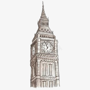 手绘英国大本钟png免抠素材_新图网 https://ixintu.com 大表 手绘大本钟 标志性英国建筑 英国伦敦 钟表楼
