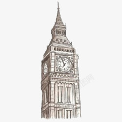 建筑楼时间钟表手绘英国大本钟高清图片