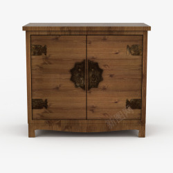 棕色简单高柜子原木色中式柜子高清图片