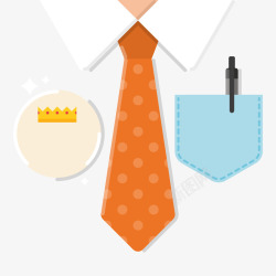 橙色领带卡通男士衬衫高清图片