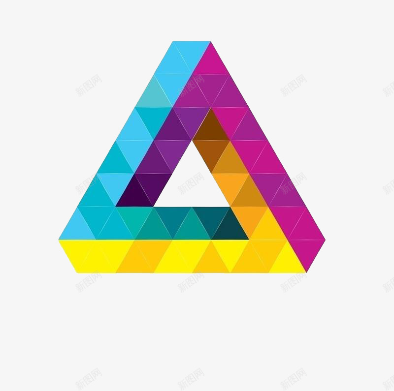彩色方块三角形png免抠素材_新图网 https://ixintu.com 三角形 几何图形 彩色 方块