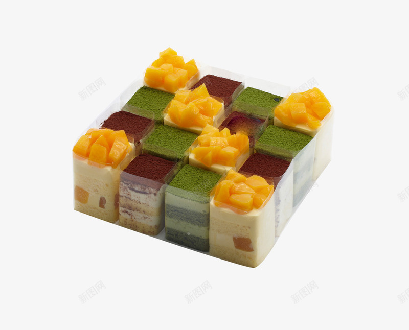 方形蛋糕png免抠素材_新图网 https://ixintu.com 创意甜品 塑料包装 水果装饰 透明