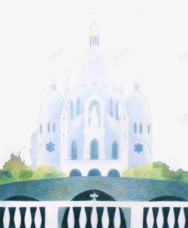 手绘的白色城堡png免抠素材_新图网 https://ixintu.com 创意设计 卡片封面 手绘插画