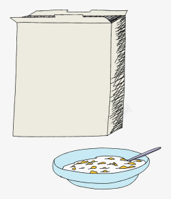 空白袋手绘早餐麦片包装袋高清图片