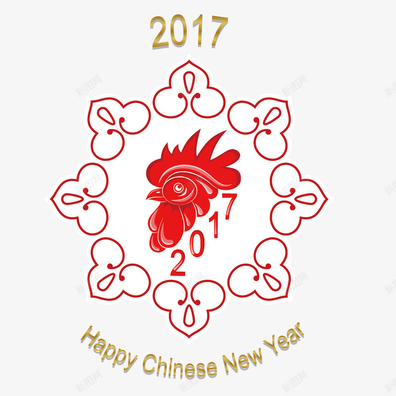 鸡年矢量图ai免抠素材_新图网 https://ixintu.com 2017 中式花边 公鸡 新年 春节 鸡年 矢量图