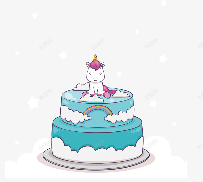 蓝色独角兽蛋糕png免抠素材_新图网 https://ixintu.com 手绘蛋糕 浪漫蛋糕 独角兽 矢量png 蓝色蛋糕 蛋糕