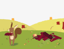 在草地搬砖的兔子素材