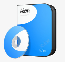 燃烧的光碟蓝色DVD包装盒矢量图海报