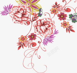 中式精美手绘花朵花纹素材