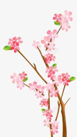 梅花梅花背景手绘粉色梅花装饰高清图片