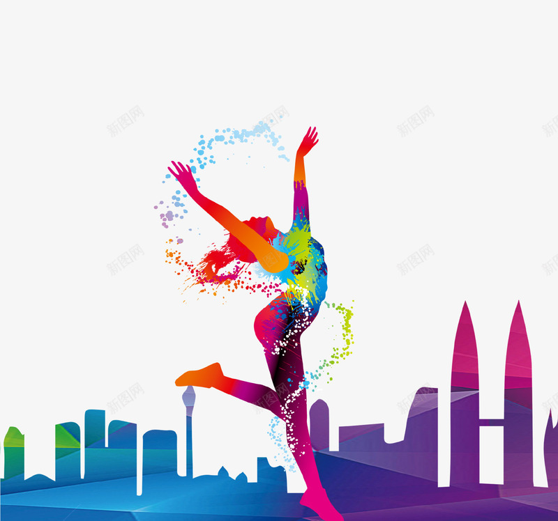 创意彩绘舞蹈插画背景psd免抠素材_新图网 https://ixintu.com 创意设计 城市 彩绘 插画 教学 海报 舞蹈