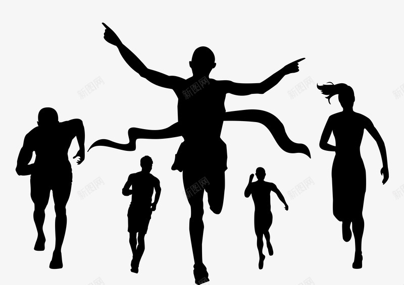 运动风人物剪影png免抠素材_新图网 https://ixintu.com 人物 毕业了 跑步影子 跑步的人 运动风人物剪影