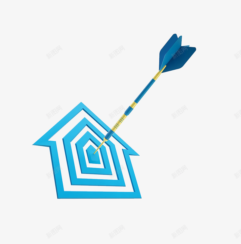 房子和飞镖创意图png免抠素材_新图网 https://ixintu.com 击中 抽象效果图 概括图 箭 蓝色飞镖