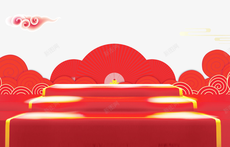 红色卡通阶梯装饰png免抠素材_新图网 https://ixintu.com 卡通阶梯 效果图 祥云 红色阶梯 花纹 阶梯