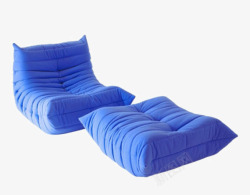 蓝色靠垫休闲躺椅素材