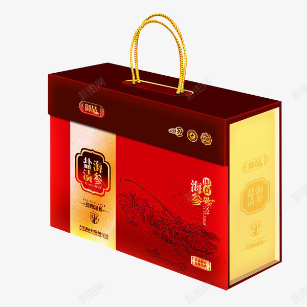 海参礼盒png免抠素材_新图网 https://ixintu.com 中国风格 中国风食品包装 手提海参礼盒 海参 海参礼盒 红色 食品包装 高档礼盒