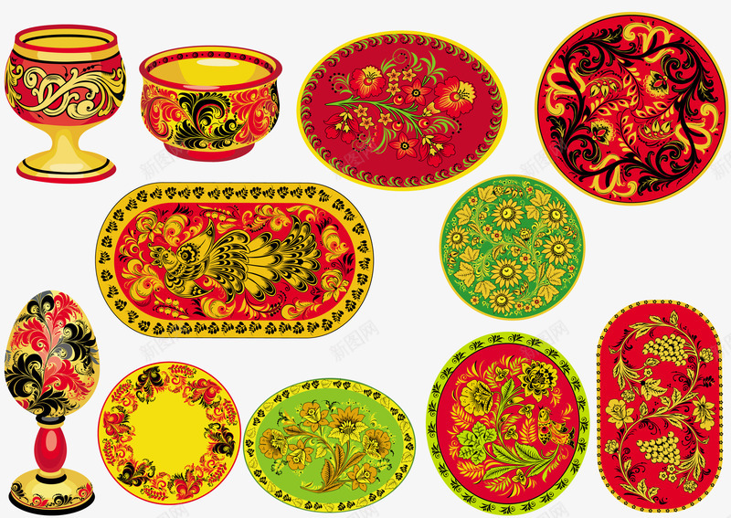 中国古典花纹器皿png免抠素材_新图网 https://ixintu.com 中式餐具 古风摆设 器皿 花纹 餐具