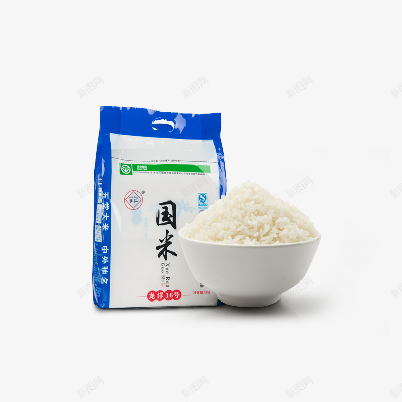 蓝色米袋psd免抠素材_新图网 https://ixintu.com 包装 小碗 白饭 稻香 米饭