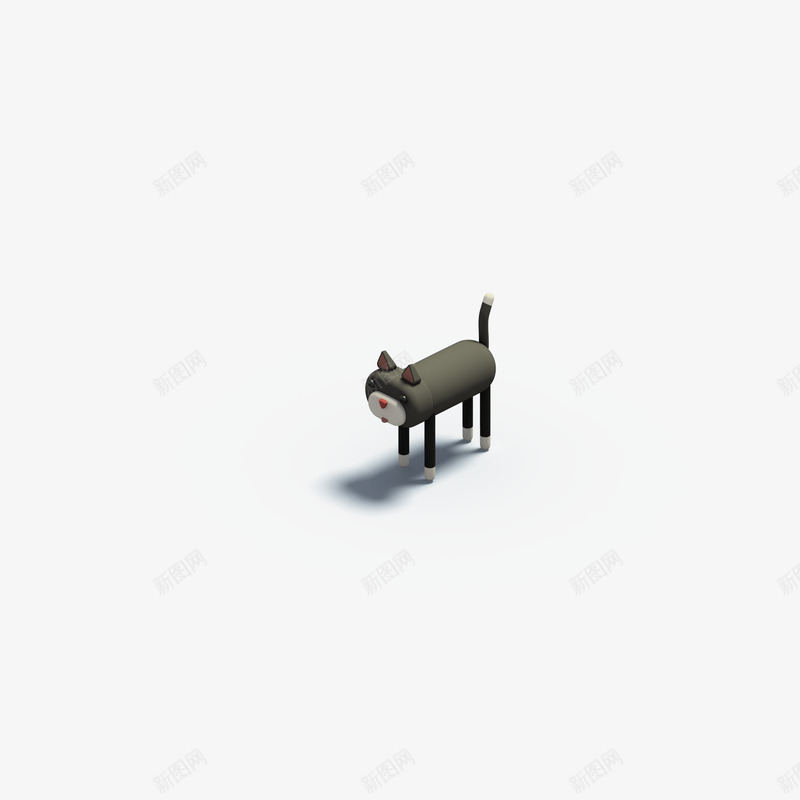 可爱的黑色3D动物png免抠素材_新图网 https://ixintu.com 三角耳朵 尾部 立体 等轴3D 长尾巴 高清 高端 黑色猫咪