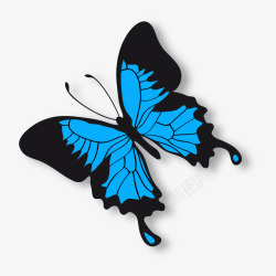 蓝色的手绘蝴蝶元素素材
