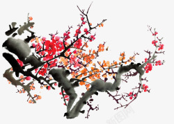 国画风格梅花简笔画梅花水墨画高清图片