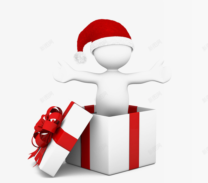 从礼盒里出来的戴帽子小人png免抠素材_新图网 https://ixintu.com 喜庆的气氛 圣诞帽 庆祝节日 打开的礼盒 欢庆 礼盒节日